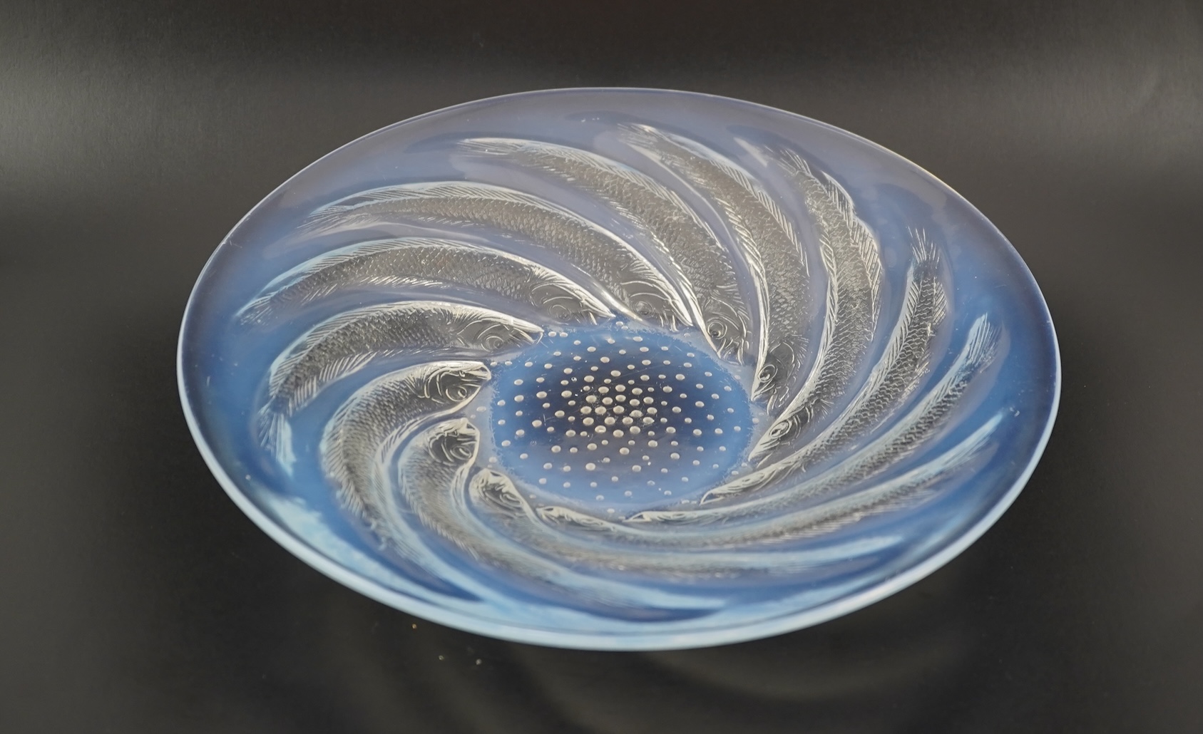 René Lalique: A 'Poissons' opalescent glass shallow bowl